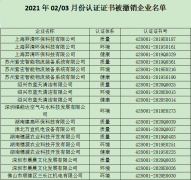 2021年2-3月份认证证书被撤销企业名单